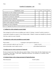 Nom : Date : Contrôle n°2 conjugaison – cm1 Compétences : je sais