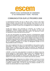 COMMUNICATION SUR LE PROGRES 2006 Le Développement