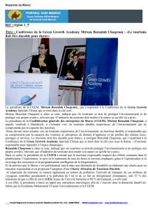 Royaume du Maroc Réf : région 1_5 Titre : Conférence de la Green