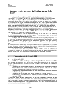 Vers une remise en cause de l`indépendance de la BCE