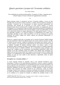 Quatre questions à propos de l`économie solidaire