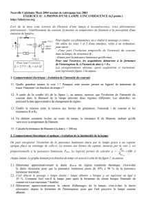 EXERCICE II A PROPOS D`UNE LAMPE A INCANDESCENCE (6,5
