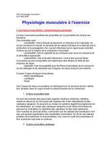 Physiologie musculaire à l`exercice