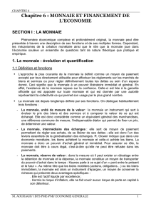 MONNAIE ET FINANCEMENT DE L`ECONOMIE