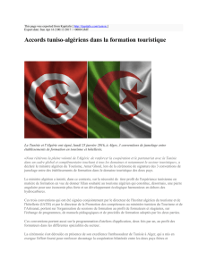 Accords tuniso-algériens dans la formation touristique : Kapitalis