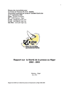 Rapport sur la liberté de presse et d`expression au Niger 2002-2003