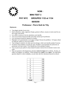 NOM : MINI-TEST 3 PHY NYC GROUPES 1133 et 1134 08/05/09