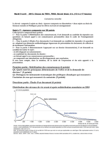 Mardi 9 avril 2013. Classe de TES1, TES2. Devoir blanc 4 h. (13 h à