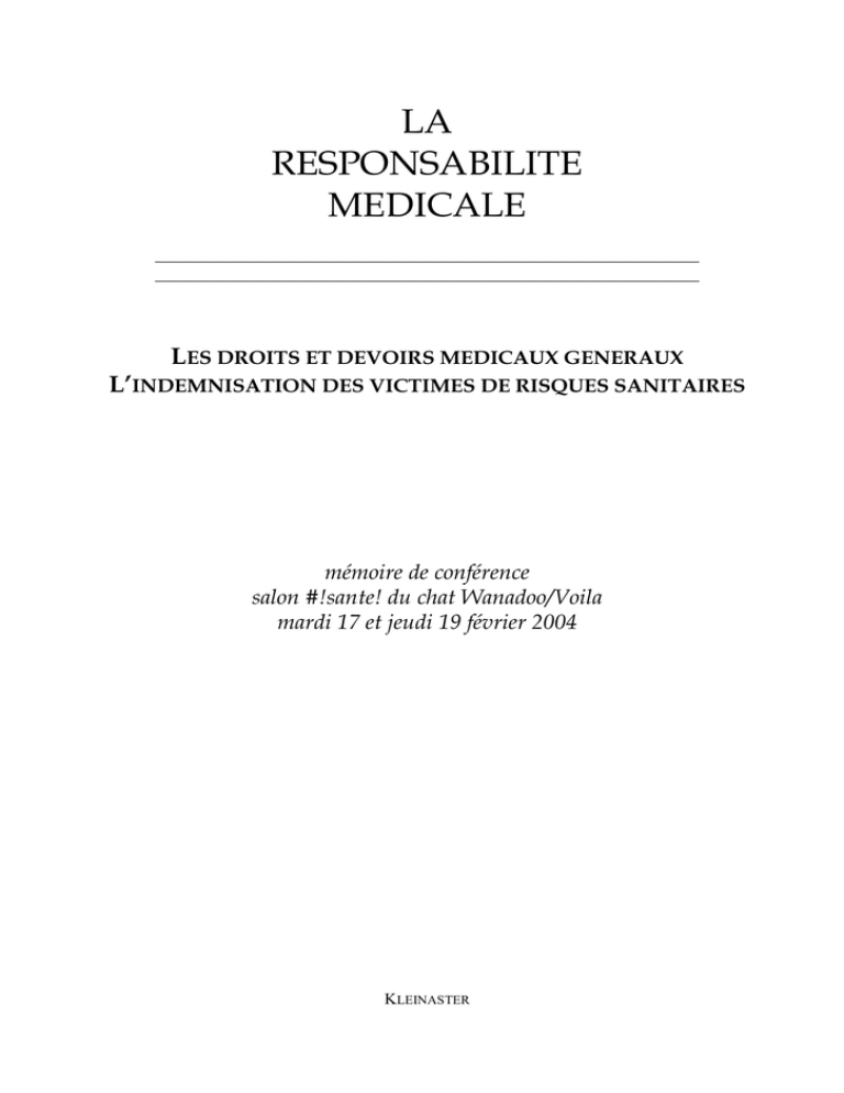 L`indemnisation Des Victimes De Risques Sanitaires