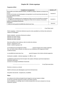 Chapitre VIII : Chimie organique Programme officiel : Compétences