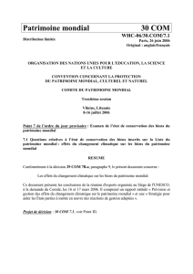 III. Effets du changement climatique sur le patrimoine mondial