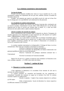 Les relations monétaires internationales