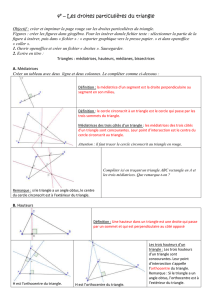 4e – Les droites particulières du triangle Objectif : créer et imprimer