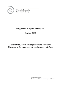 Rapport de Stage en Entreprise Session 2003 L`entreprise face à sa