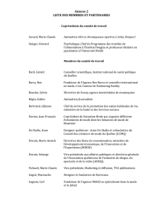 Liste des membres et partenaires - Secrétariat à la condition féminine