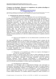 L`urgence en alcoologie : Ressource et compétences du système