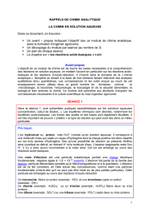 la chimie en solution aqueuse