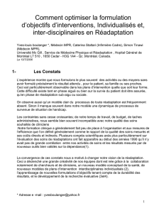 Comment optimiser la formulation d`objectifs d`interventions
