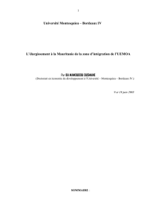 L`élargissement à la Mauritanie de la zone d`intégration de l`UEMOA