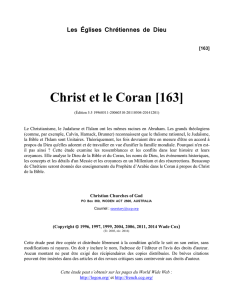 Christ et le Coran [163] - Les Églises Chrétiennes de Dieu (CCG)
