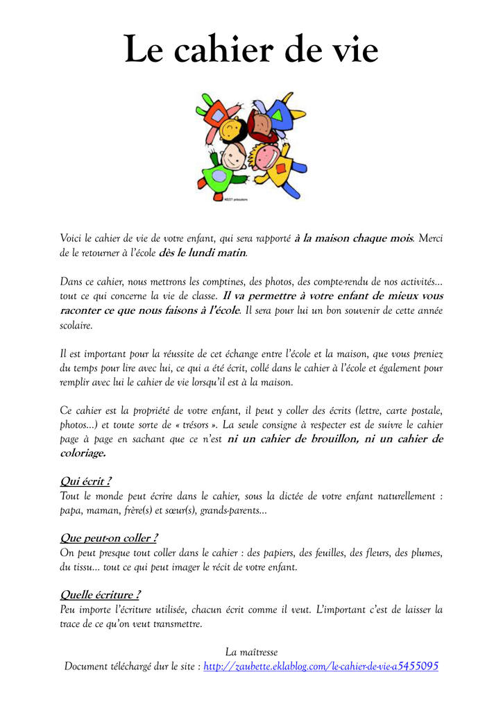 Le Cahier De Vie