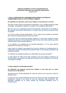 Réponse de Marine Le Pen au questionnaire de l`Association