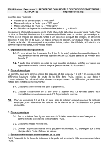 Exercice n°1 : Recherche d`un modèle de force de frottement