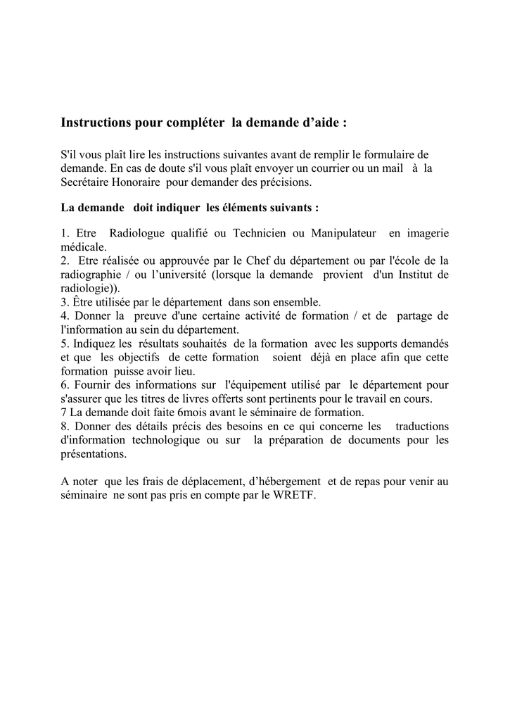 Demande D Assistance Technique RPKK