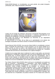 GUILHOCHON B., La mondialisation, une seule planète, des projets