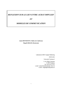 REFLEXION SUR LE LIEN ENTRE ACHAT IMPULSIF ET MODELES