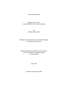 Université de Montréal Exploration d`un média : La radio CISM 89,3