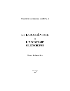 de l`œcuménisme à l`apostasie silencieuse