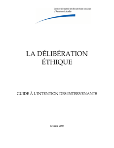 Guide sur la délibération éthique - CSSS d`Antoine