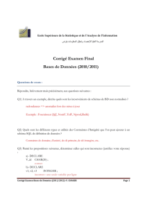 Corrigé Examen Final Bases de Données (2010/2011)
