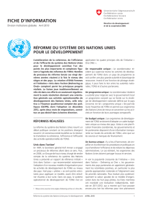 Réforme du système des nations unies pour le développement