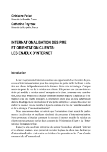 INTERNATIONALISATION dES PME ET ORIENTATION CLIENTS