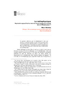 Reprendre aujourd`hui les voies du travail engagé par Aristote dans