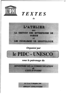 Textes de l`Atelier sur la gestion des entreprises de presse et les