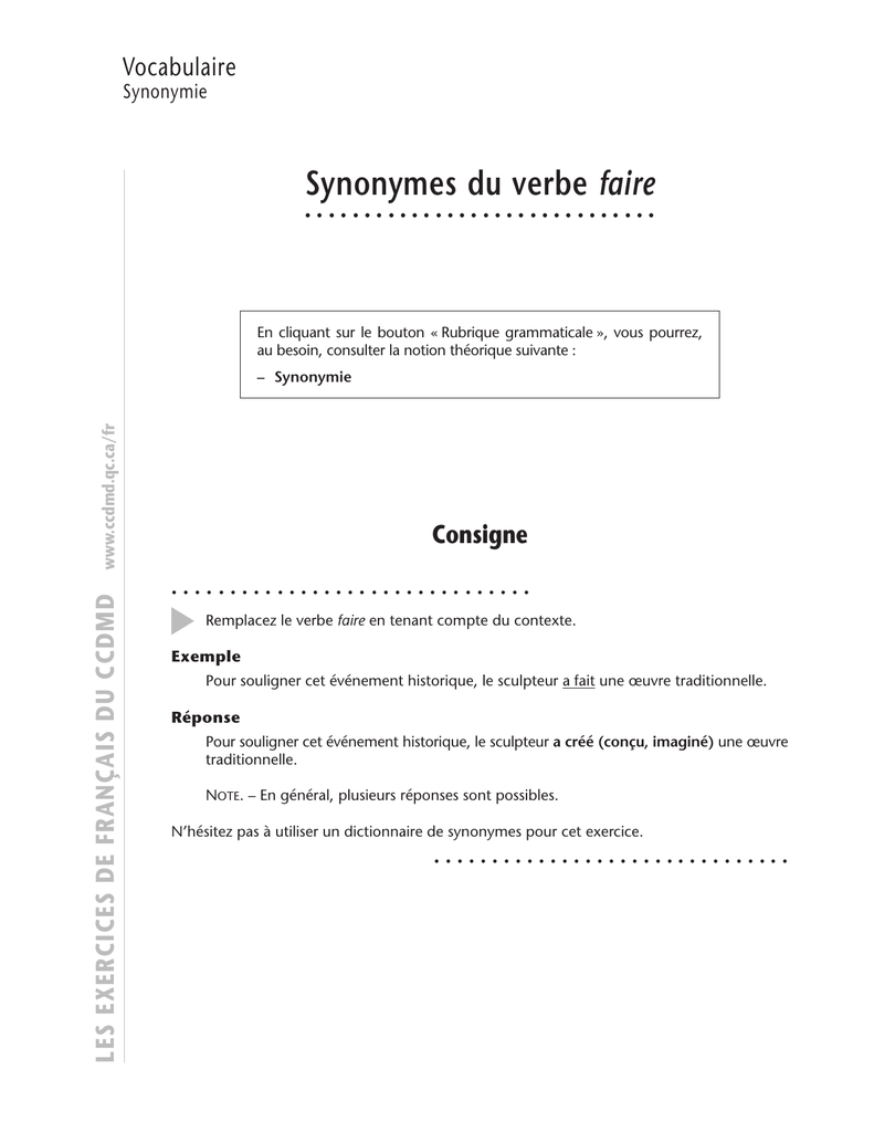 Synonymes du verbe faire