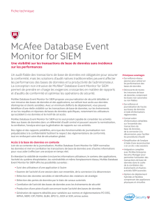 McAfee Database Event Monitor for SIEM Fiche Technique