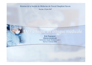 De l`éthique à l`éthique médicale présentation