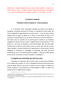 la dignite humaine - Faculté de théologie catholique de Strasbourg