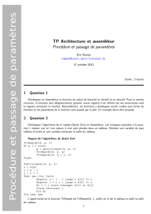 TP Architecture et assembleur Procédure et passage de