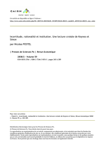 Incertitude, rationalité et institution. Une lecture croisée de Keynes et