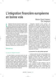L`intégration financière européenne en bonne voie