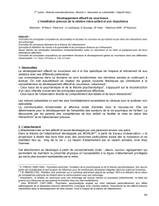 Développement affectif du nourrisson. L`installation précoce de la