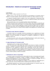 Introduction : histoire et concept de l`économie sociale Lucile Manoury