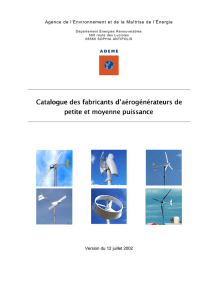 Catalogue des fabricants d`aérogénérateurs de petite et moyenne