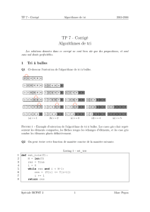 TP 7 - Corrigé Algorithmes de tri