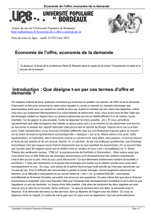 Economie de l`offre, economie de la demande